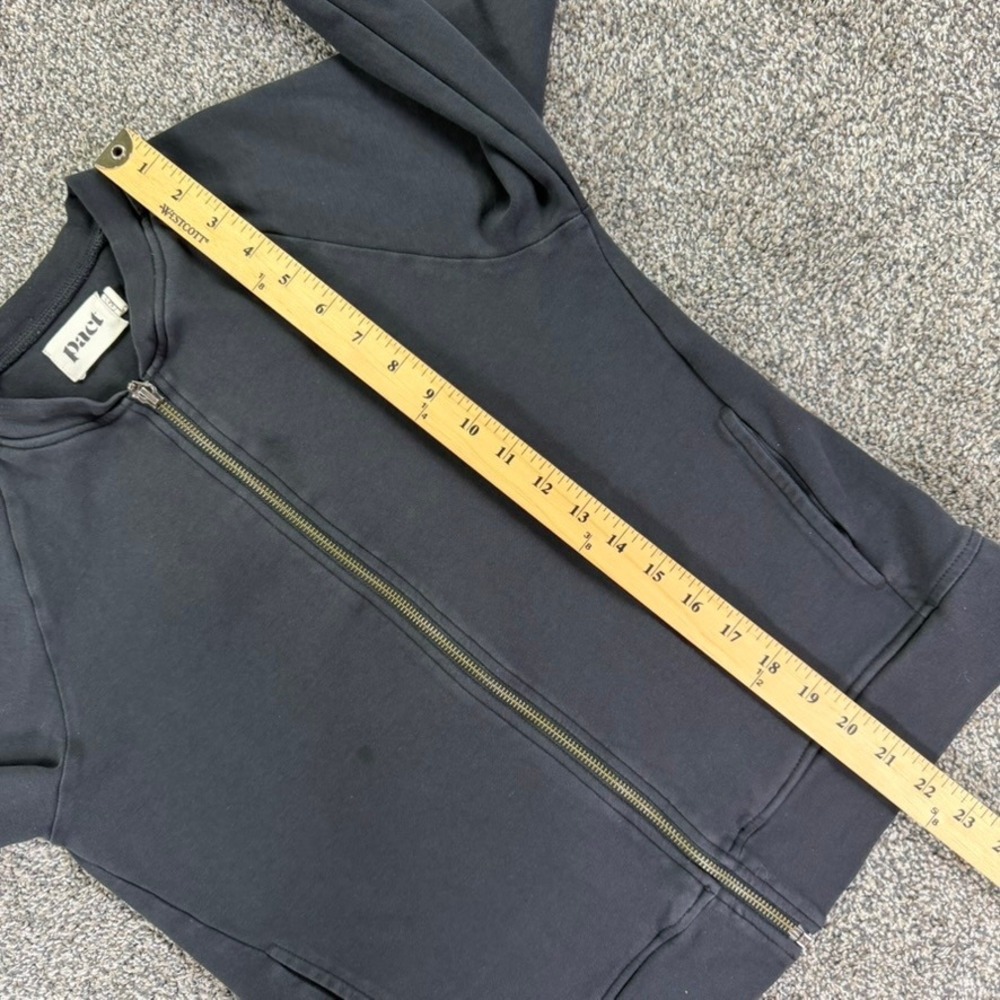 Pact Organic Cotton Full Zip Bomber Jacket Black Raglan Sleeve Women Medium READ - Picture 10 of 12